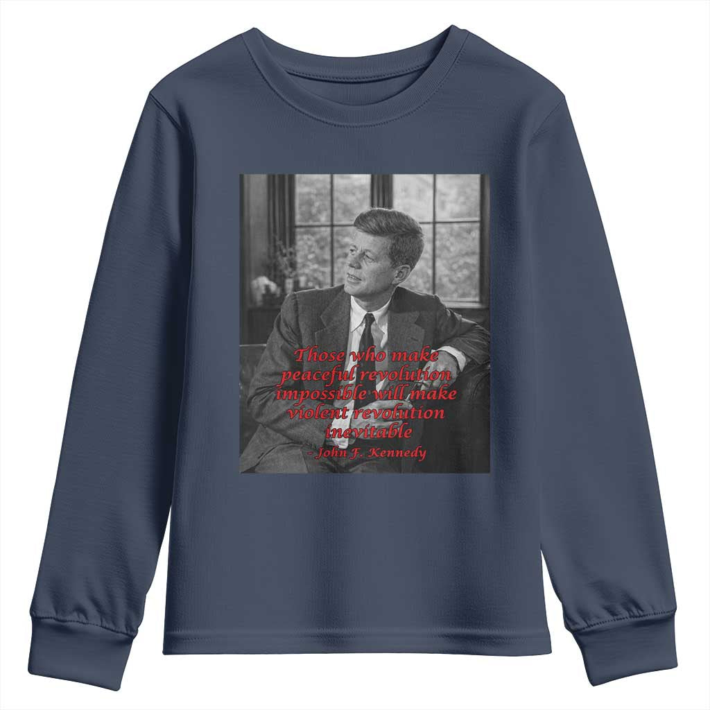 John F Kennedy Quote Youth Sweatshirt American President History US Presidential Leader TS14 Navy Print Your Wear