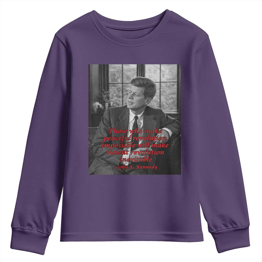 John F Kennedy Quote Youth Sweatshirt American President History US Presidential Leader TS14 Purple Print Your Wear