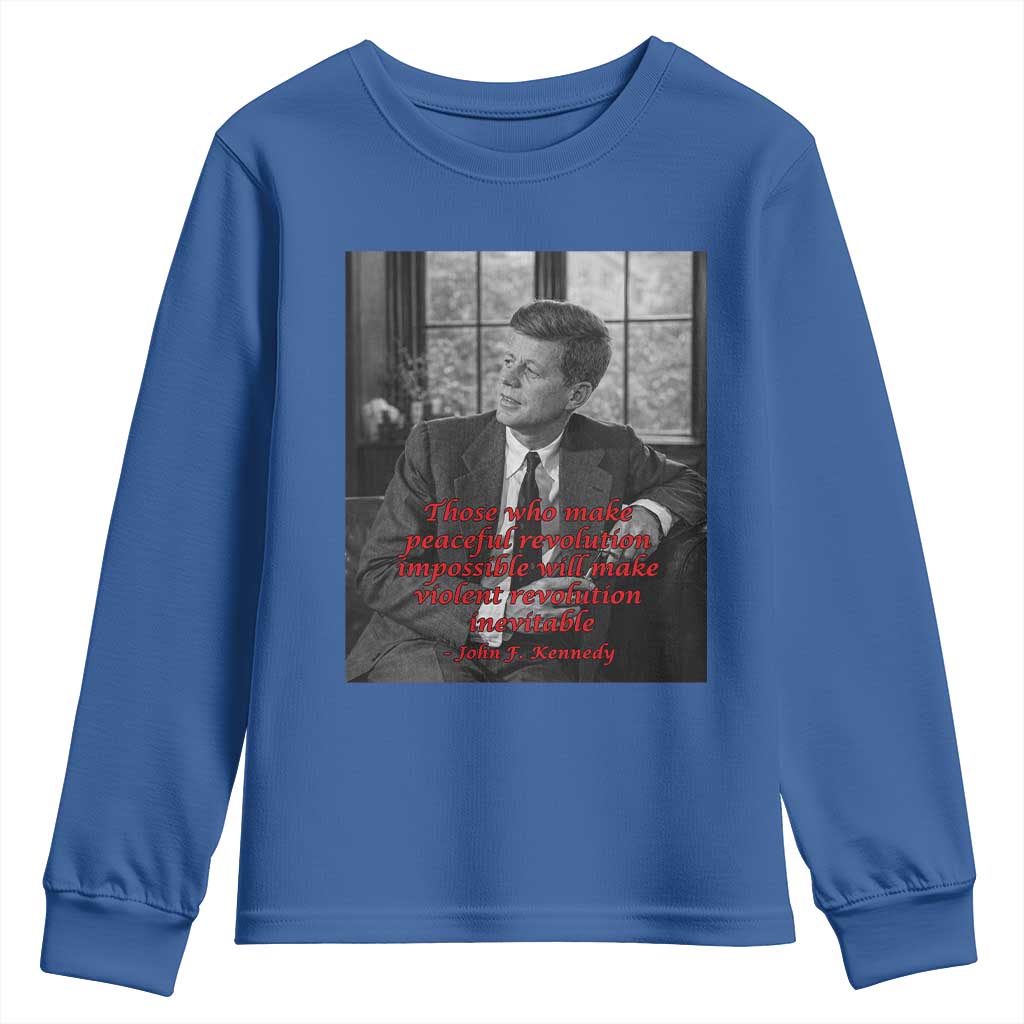 John F Kennedy Quote Youth Sweatshirt American President History US Presidential Leader TS14 Royal Blue Print Your Wear
