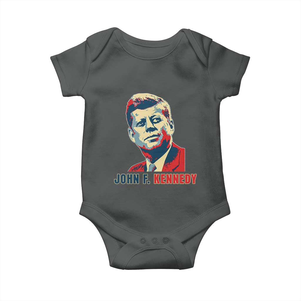 John F Kennedy American Flag US President Baby Onesie TS14 Dark Heather Print Your Wear