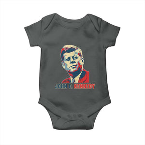 John F Kennedy American Flag US President Baby Onesie TS14 Dark Heather Print Your Wear