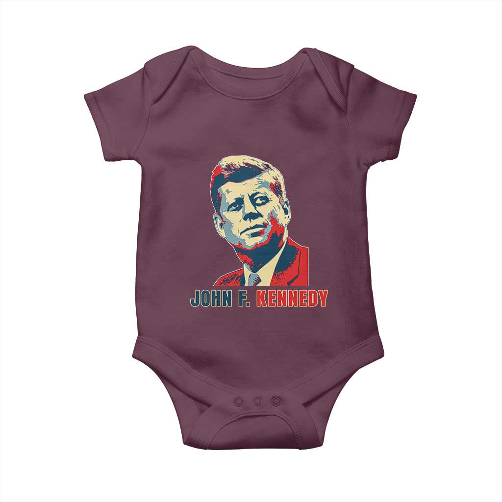 John F Kennedy American Flag US President Baby Onesie TS14 Maroon Print Your Wear