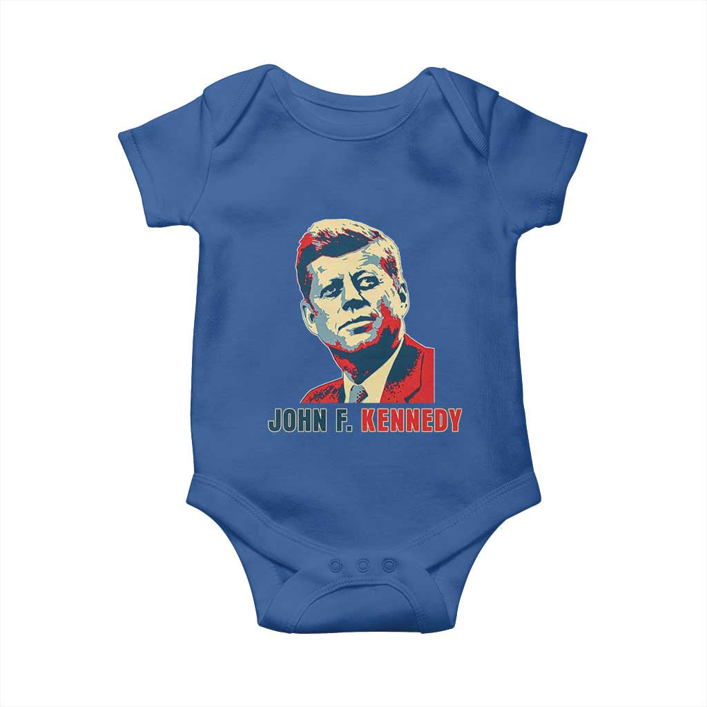 John F Kennedy American Flag US President Baby Onesie TS14 Royal Blue Print Your Wear