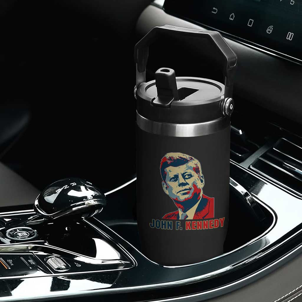 John F Kennedy American Flag US President Flip Straw Tumbler TS14 Print Your Wear