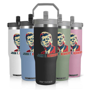 John F Kennedy American Flag US President Flip Straw Tumbler TS14 Print Your Wear