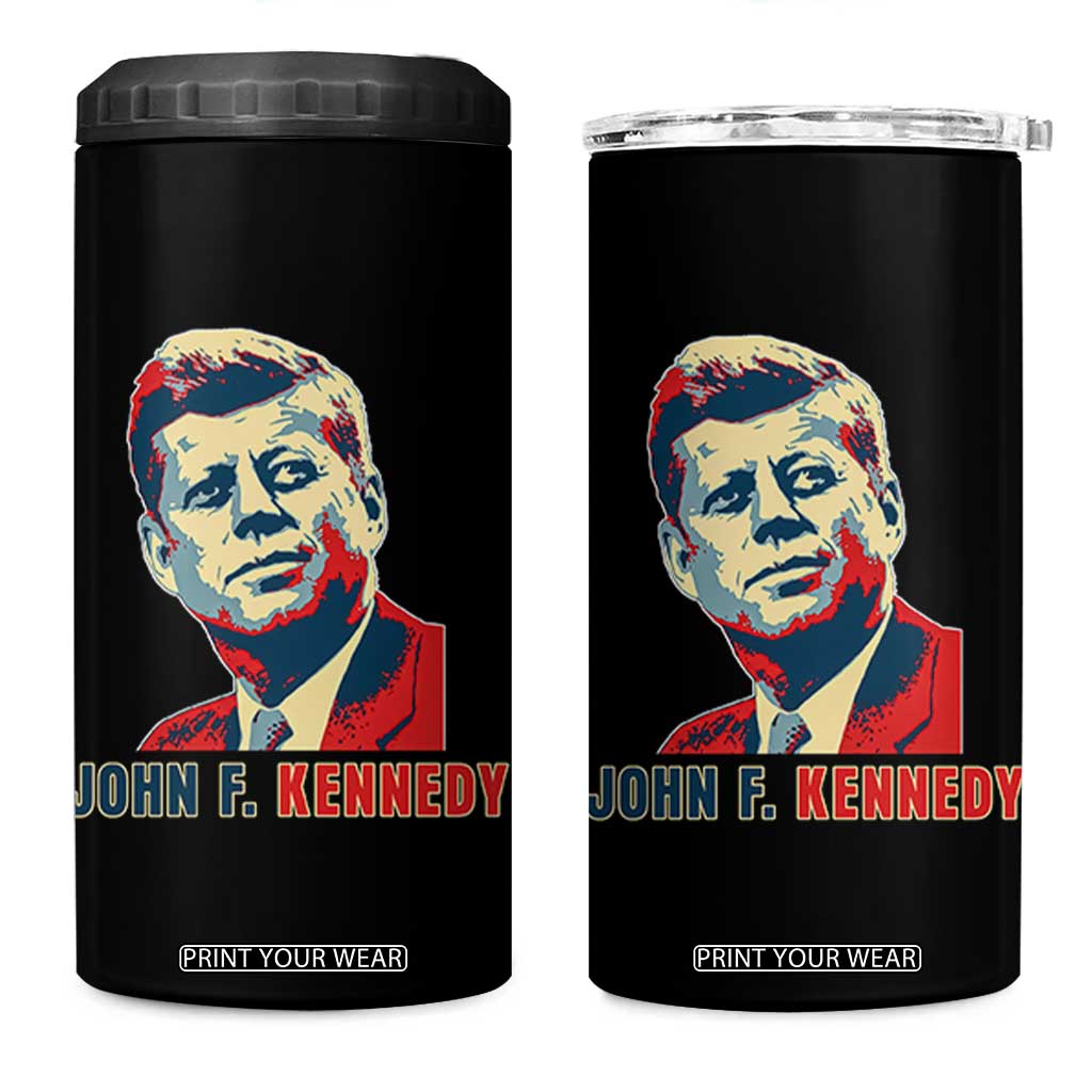 John F Kennedy American Flag US President 4 in 1 Can Cooler Tumbler TS14 One Size: 16 oz Black Print Your Wear