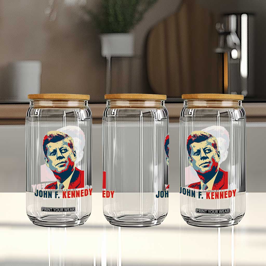 John F Kennedy American Flag US President Glass Can TS14 Print Your Wear