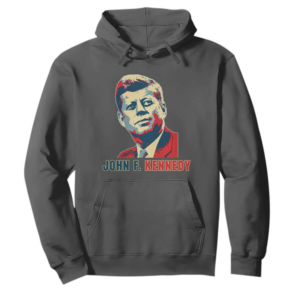 John F Kennedy American Flag US President Hoodie TS14 Dark Heather Print Your Wear