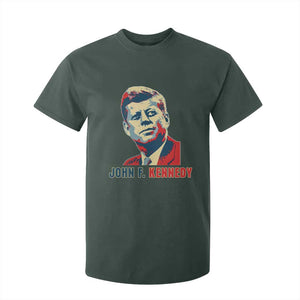 John F Kennedy American Flag US President T Shirt For Kid TS14 Dark Forest Green Print Your Wear