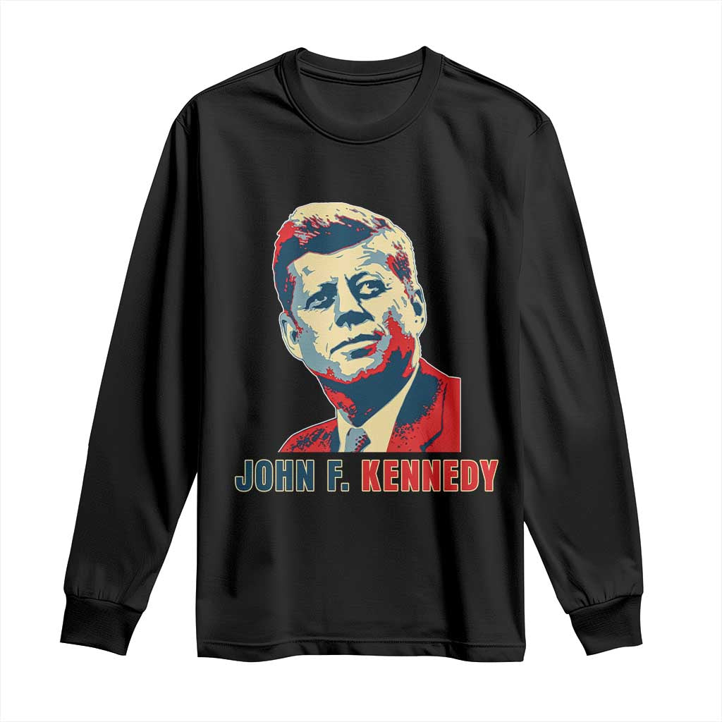 John F Kennedy American Flag US President Long Sleeve Shirt TS14 Black Print Your Wear