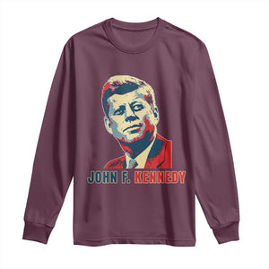 John F Kennedy American Flag US President Long Sleeve Shirt TS14 Maroon Print Your Wear