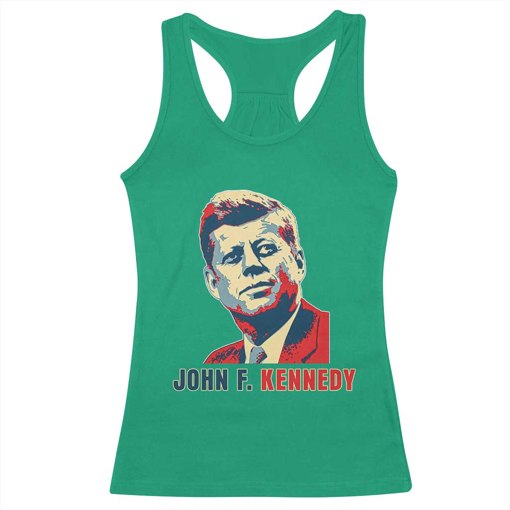 John F Kennedy American Flag US President Racerback Tank Top TS14 Irish Green Print Your Wear