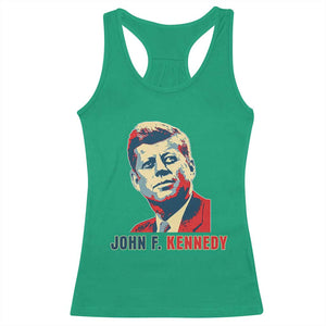 John F Kennedy American Flag US President Racerback Tank Top TS14 Irish Green Print Your Wear