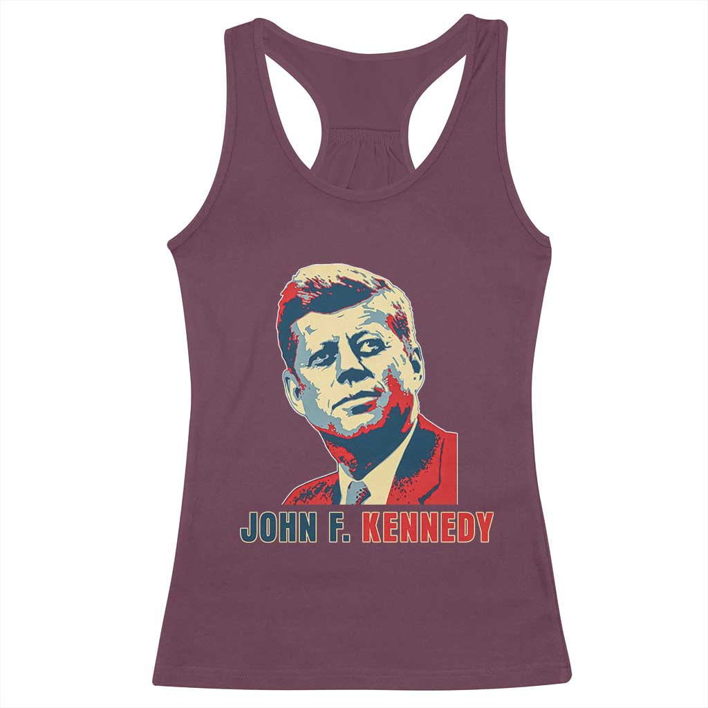 John F Kennedy American Flag US President Racerback Tank Top TS14 Maroon Print Your Wear