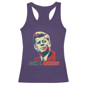 John F Kennedy American Flag US President Racerback Tank Top TS14 Purple Print Your Wear