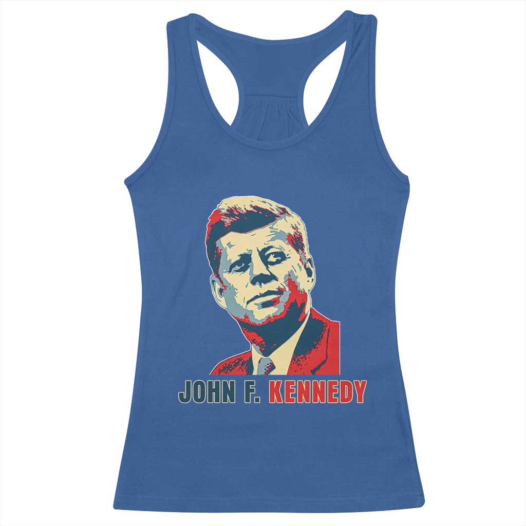 John F Kennedy American Flag US President Racerback Tank Top TS14 Royal Blue Print Your Wear