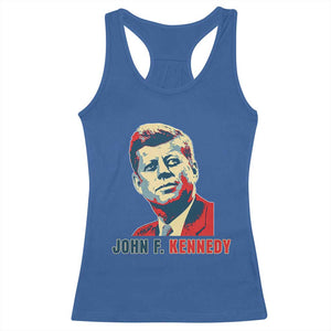 John F Kennedy American Flag US President Racerback Tank Top TS14 Royal Blue Print Your Wear
