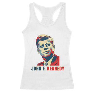 John F Kennedy American Flag US President Racerback Tank Top TS14 White Print Your Wear
