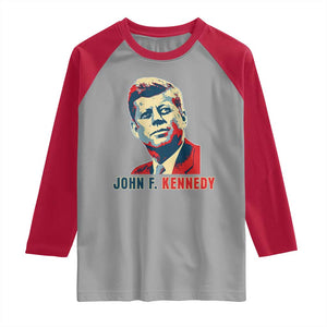 John F Kennedy American Flag US President Raglan Shirt TS14 Sport Gray Red Print Your Wear