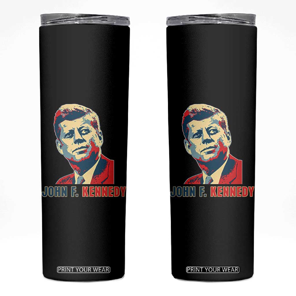 John F Kennedy American Flag US President Skinny Tumbler TS14 Black Print Your Wear