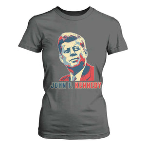 John F Kennedy American Flag US President T Shirt For Women TS14 Dark Heather Print Your Wear