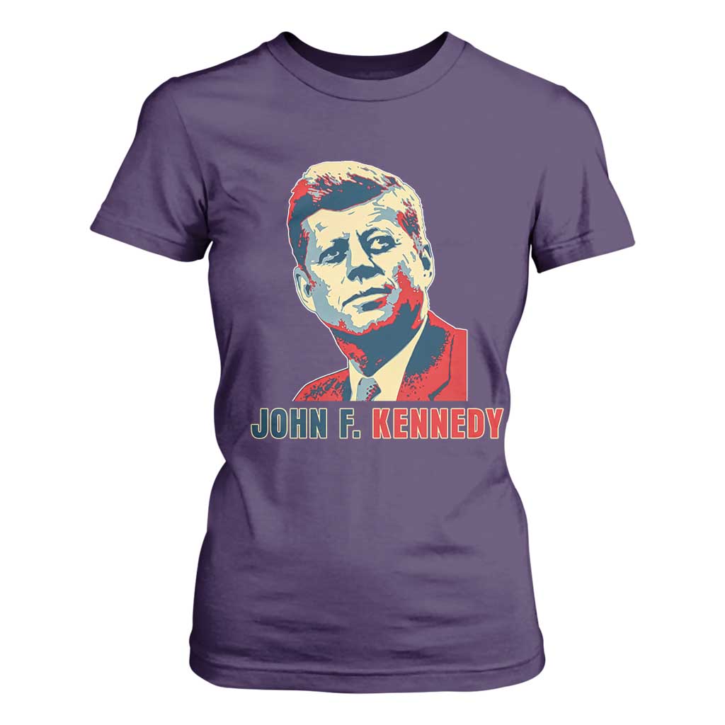 John F Kennedy American Flag US President T Shirt For Women TS14 Purple Print Your Wear