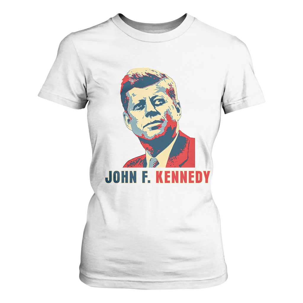 John F Kennedy American Flag US President T Shirt For Women TS14 White Print Your Wear