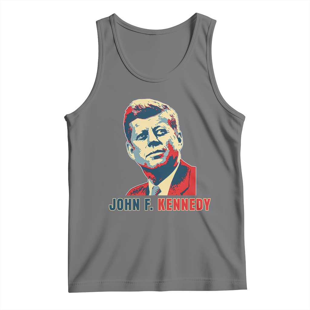 John F Kennedy American Flag US President Tank Top TS14 Black Heather Print Your Wear