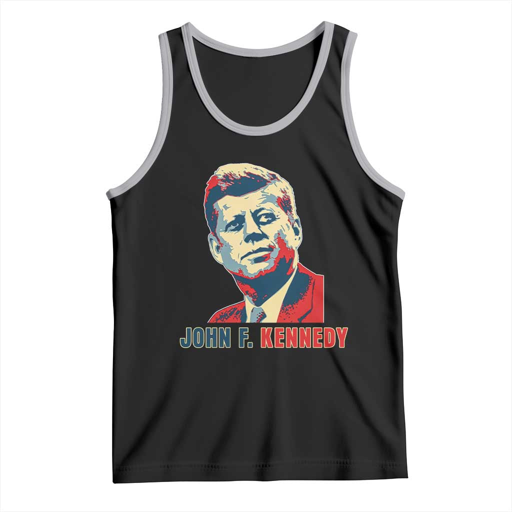 John F Kennedy American Flag US President Tank Top TS14 Black Athletic Heather Print Your Wear