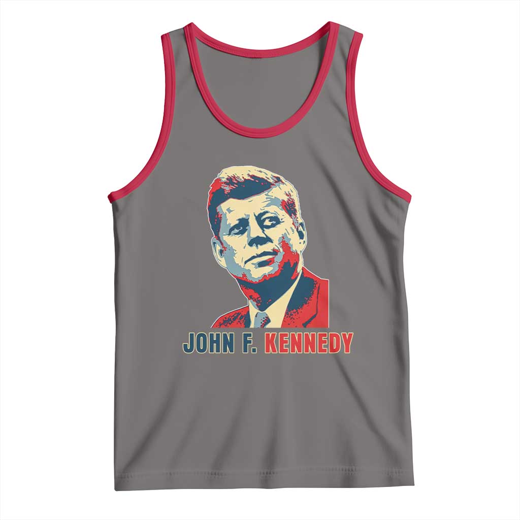 John F Kennedy American Flag US President Tank Top TS14 Deep Heather Red Print Your Wear