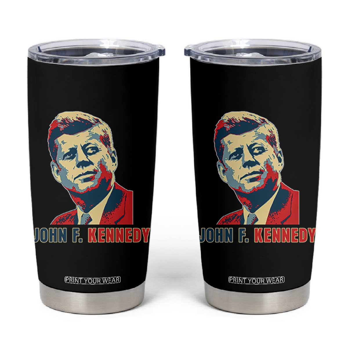 John F Kennedy American Flag US President Tumbler Cup TS14 Black Print Your Wear
