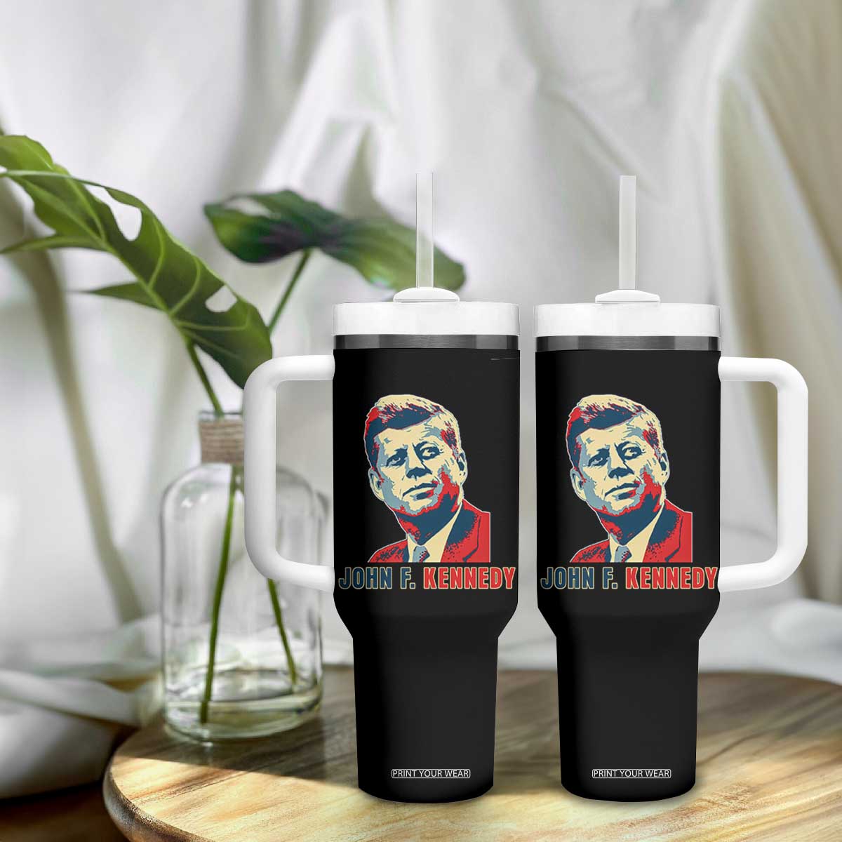 John F Kennedy American Flag US President Tumbler With Handle TS14 Print Your Wear