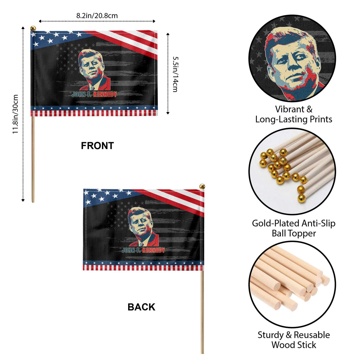 John F Kennedy American Flag US President Patriotic Handheld Flag