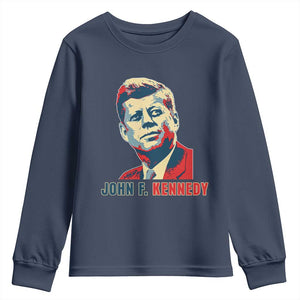 John F Kennedy American Flag US President Youth Sweatshirt TS14 Navy Print Your Wear