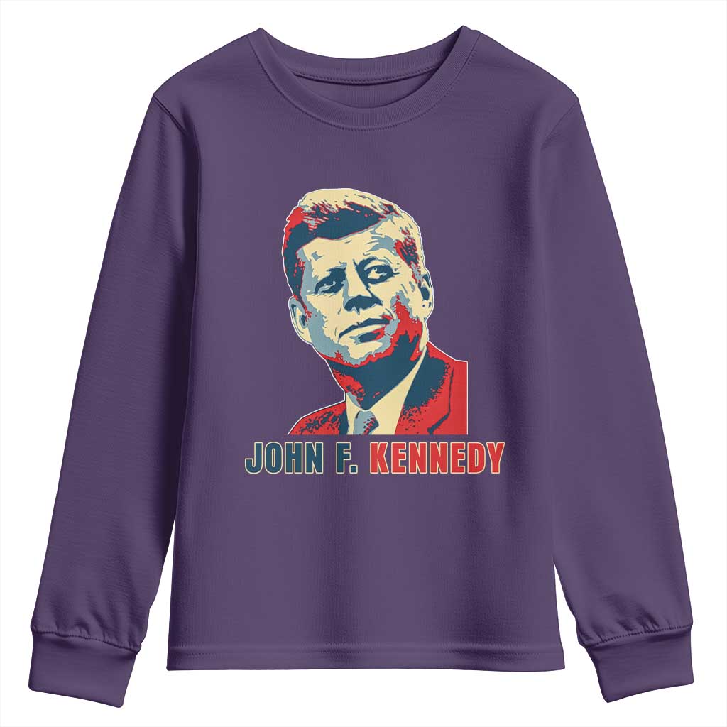 John F Kennedy American Flag US President Youth Sweatshirt TS14 Purple Print Your Wear