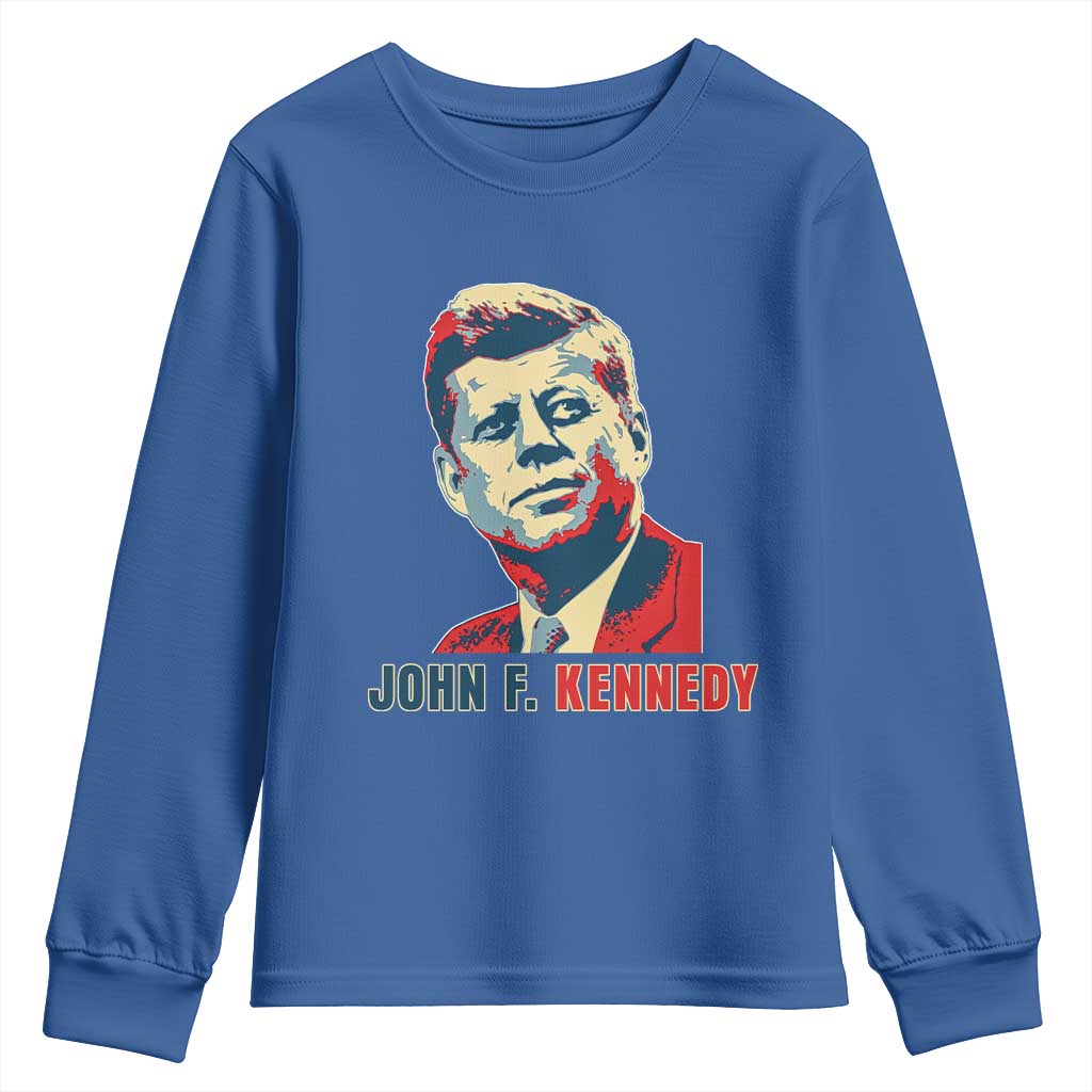 John F Kennedy American Flag US President Youth Sweatshirt TS14 Royal Blue Print Your Wear