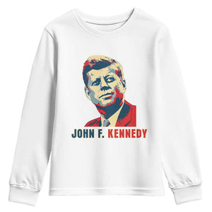 John F Kennedy American Flag US President Youth Sweatshirt TS14 White Print Your Wear