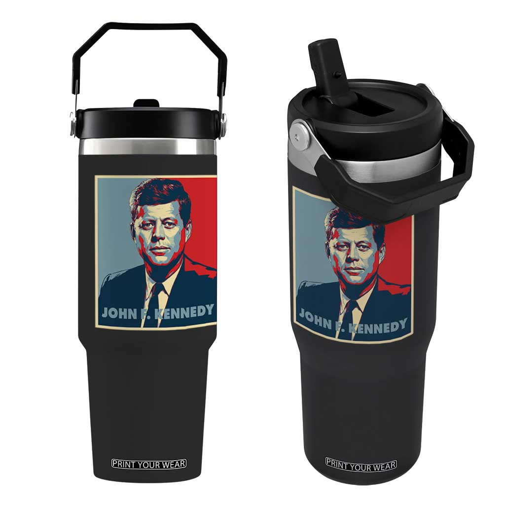 John F Kennedy Flip Straw Tumbler American President History US Presidential Leader TS14 One Size: 30 oz Black Print Your Wear