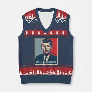 John F Kennedy V-Neck Knit Sweater Vest American President History US Presidential Leader TS14 Navy Red Print Your Wear