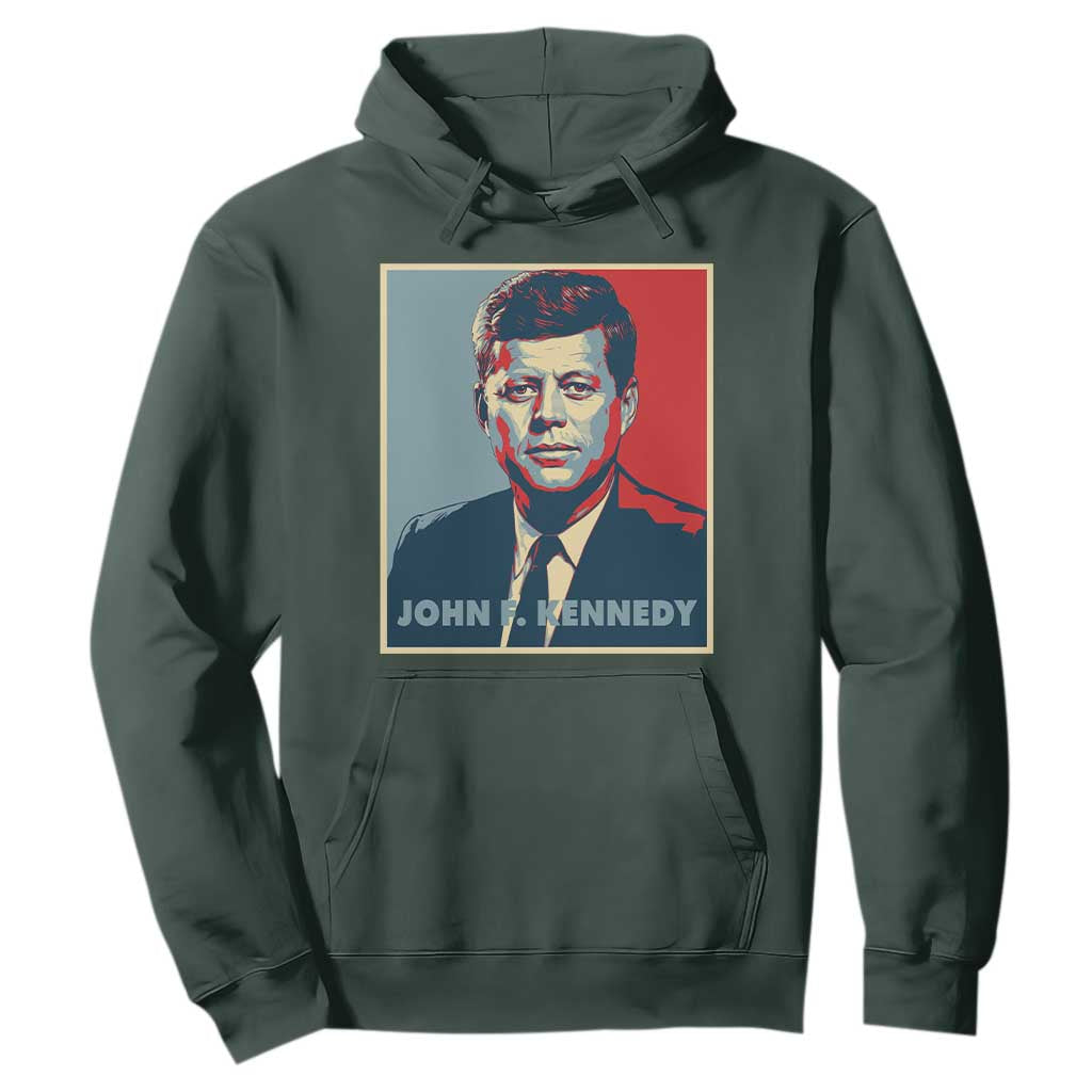 John F Kennedy Hoodie American President History US Presidential Leader TS14 Dark Forest Green Print Your Wear