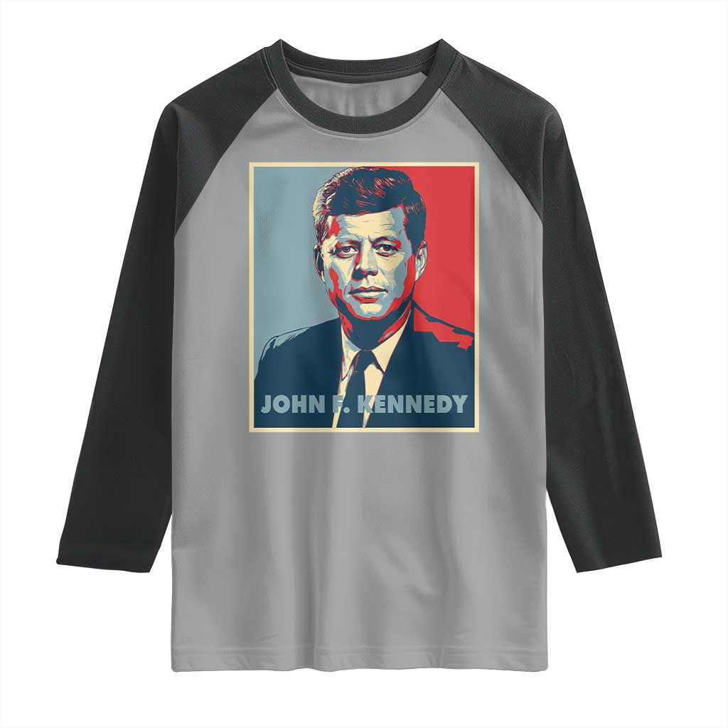John F Kennedy Raglan Shirt American President History US Presidential Leader TS14 Sport Gray Black Print Your Wear