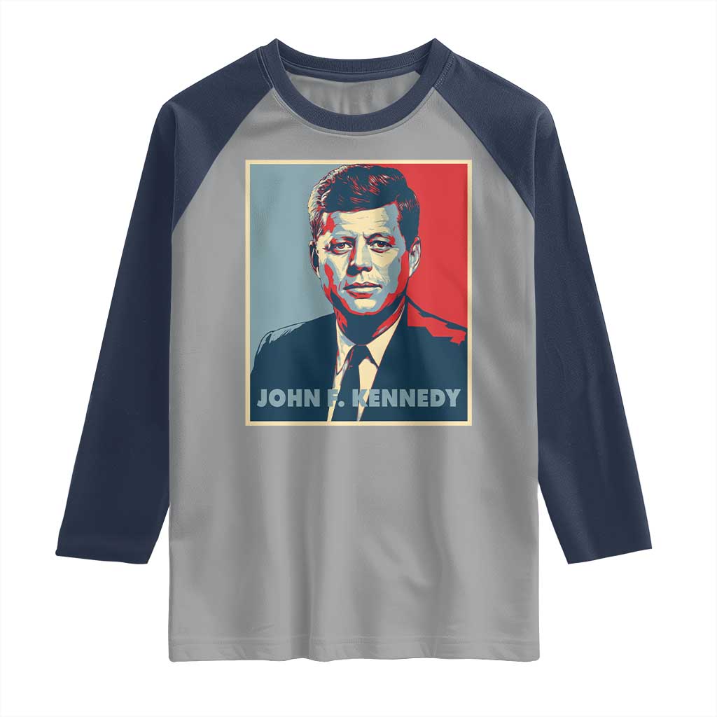 John F Kennedy Raglan Shirt American President History US Presidential Leader TS14 Sport Gray Navy Print Your Wear