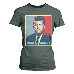 John F Kennedy T Shirt For Women American President History US Presidential Leader TS14 Dark Forest Green Print Your Wear
