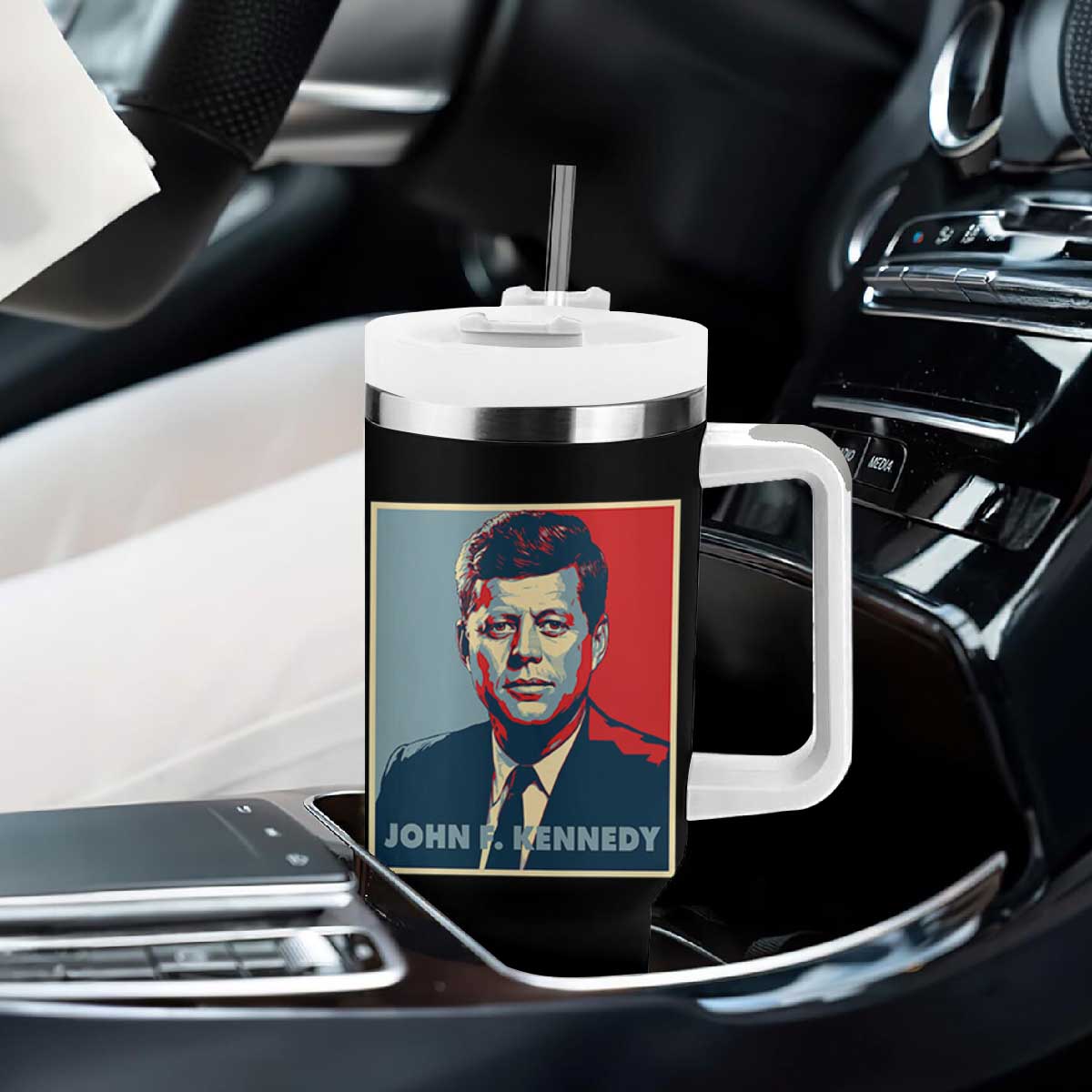 John F Kennedy Tumbler With Handle American President History US Presidential Leader TS14 Print Your Wear