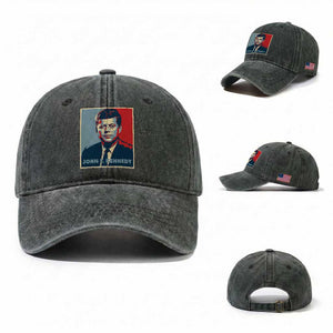 John F Kennedy Washed Cotton Baseball Cap American President History US Presidential Leader TS14 Washed Cap Universal Fit Dark Green Print Your Wear