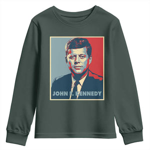 John F Kennedy Youth Sweatshirt American President History US Presidential Leader TS14 Dark Forest Green Print Your Wear