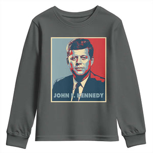 John F Kennedy Youth Sweatshirt American President History US Presidential Leader TS14 Dark Heather Print Your Wear