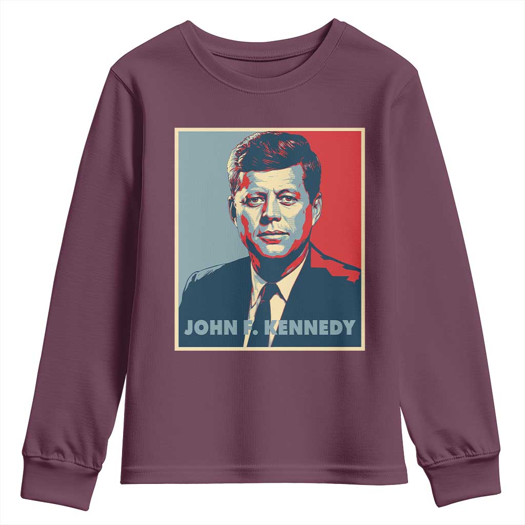 John F Kennedy Youth Sweatshirt American President History US Presidential Leader TS14 Maroon Print Your Wear