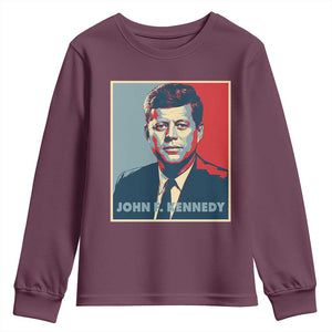 John F Kennedy Youth Sweatshirt American President History US Presidential Leader TS14 Maroon Print Your Wear