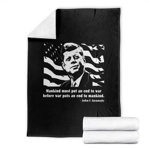 John F Kennedy Quote Throw Blanket American Flag US President TS14 Black Print Your Wear